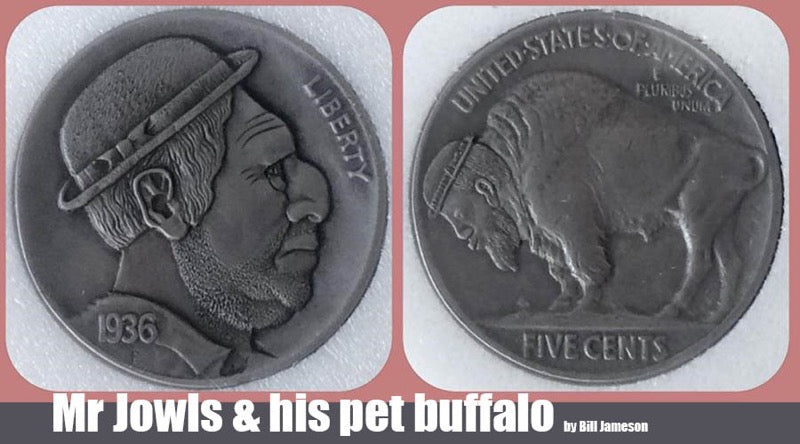 Mr. Jowls and His Pet Buffalo1oz Silver Antique